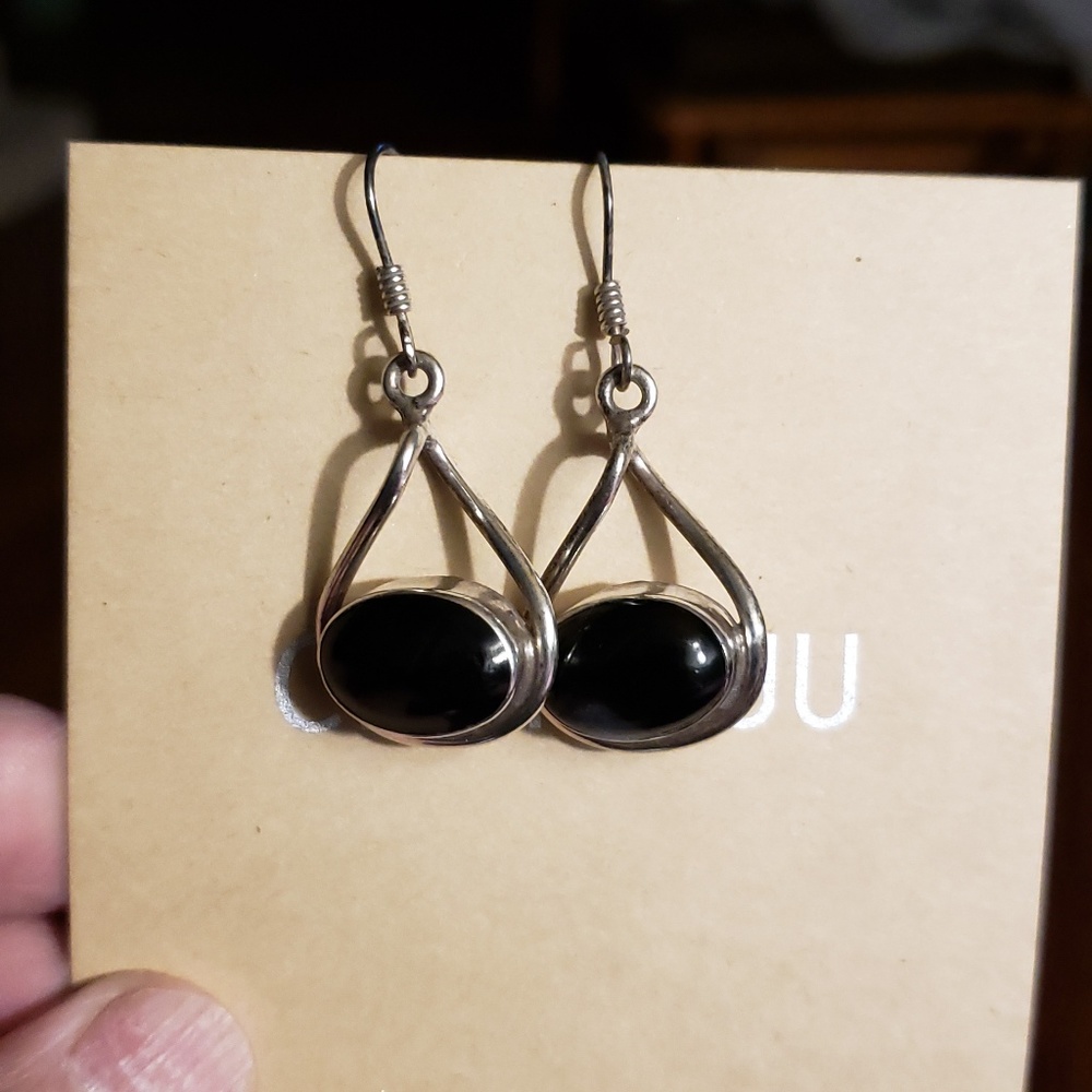 Black and Onyx Drop Earrings